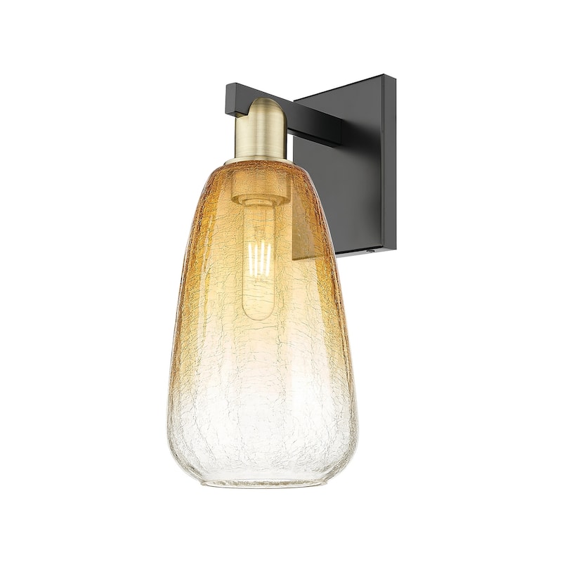 Innovations Lighting 716-1W-11-8 Brookhaven Almond Sconce Brookhaven - Black Antique Brass / Amber