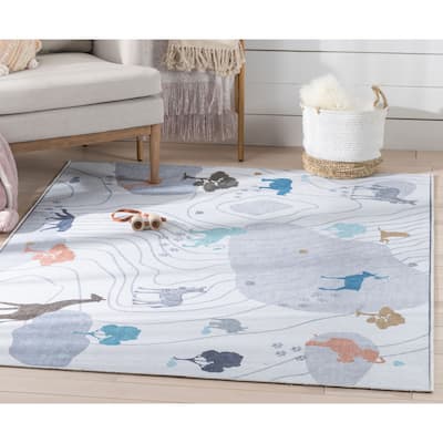 Well Woven Kids Rugs Safari Modern Machine Washable Area Rug