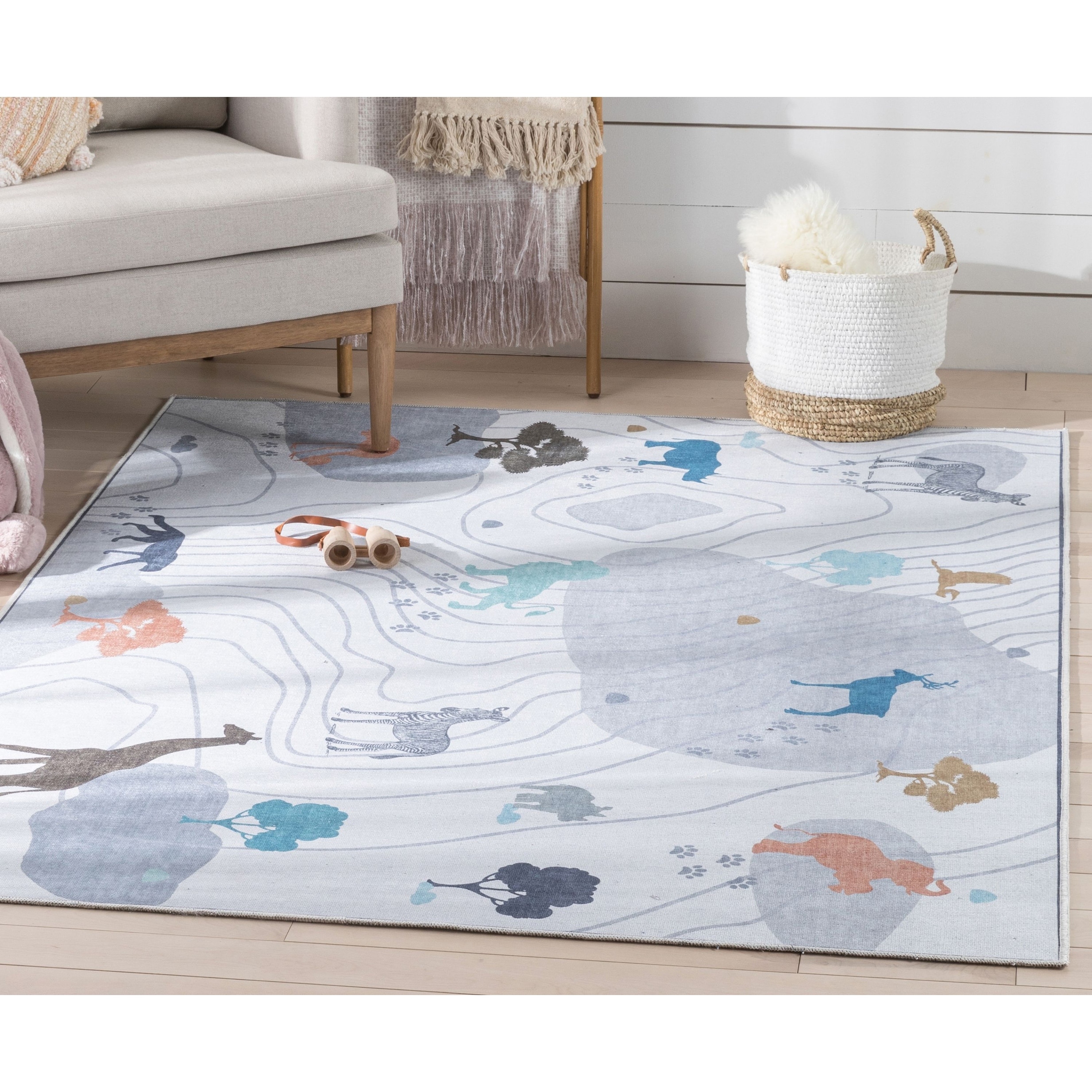 Well Woven Kids Rugs Safari Modern Machine Washable Area Rug