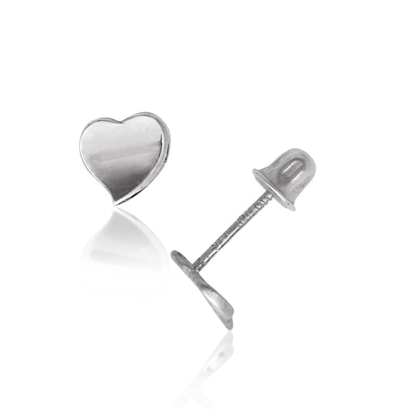 Curata 14k Gold Concave Small Modern Heart Screw Back Earrings