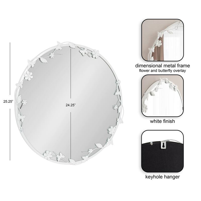 Kate and Laurel Rosella Floral Wall Mirror Metal