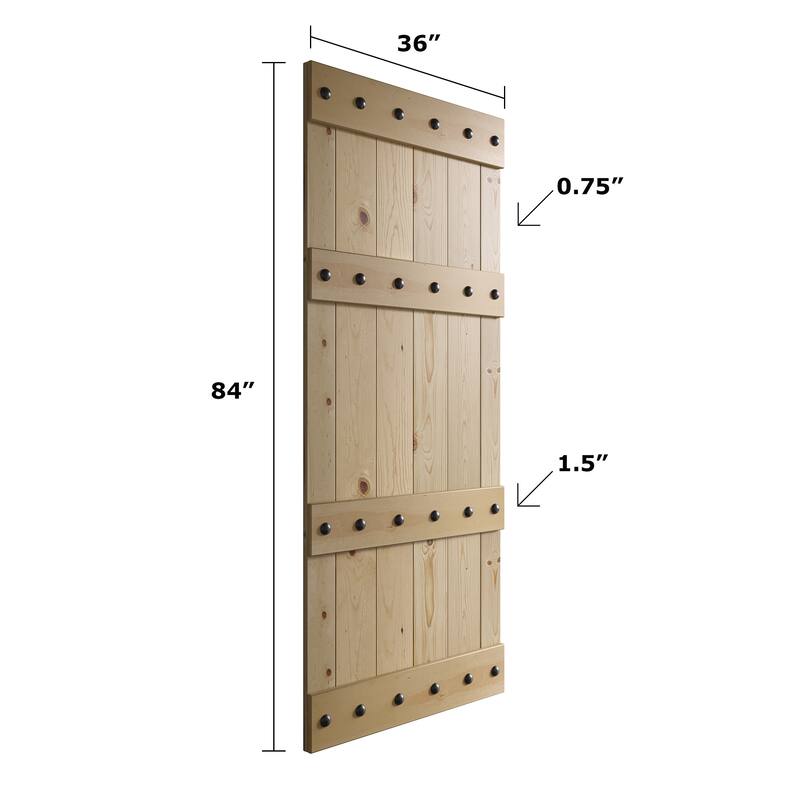 Coast Sequoia 72in x 84in Castle Series Pine Wood Double Sliding Barn Door With Hardware Kit