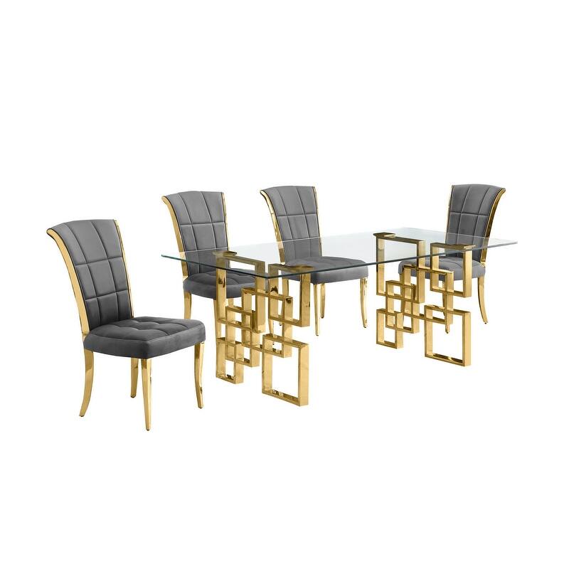 Best Quality Furniture D221/2-SC320-7 Dining Set with 12mm Tempered Glass