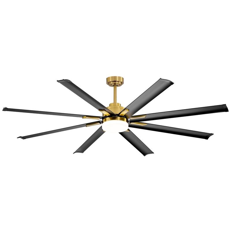 72" Gold LED Ceiling Fan with Light Kit and Remote-8 Aluminum blade