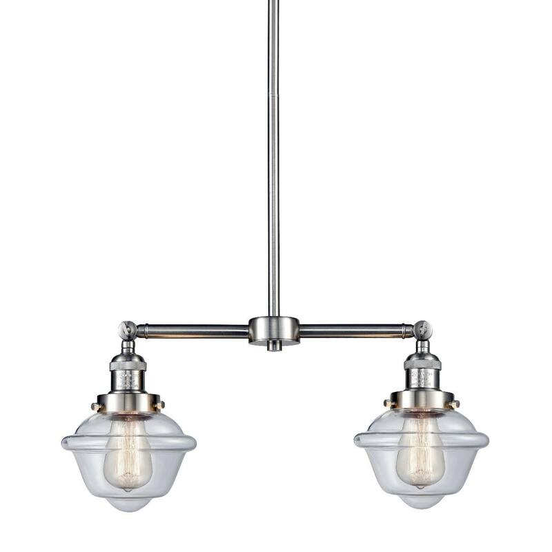 Innovations Lighting Small Oxford 2 Light 24" Wide Linear Chandelier - Brushed Satin Nickel / Clear