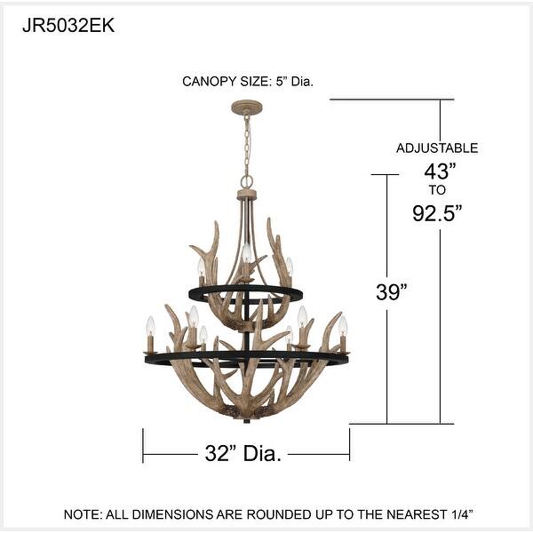 Journey 9-Light Earth Black Chandelier