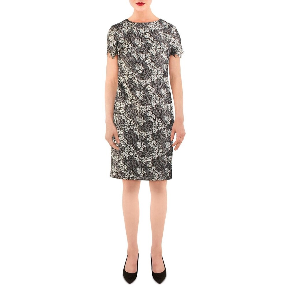 Ralph Lauren Women's Kylie Embroidered Floral Print Wear To Work Dress Gray  Size 12 - Bed Bath & Beyond - 40571243