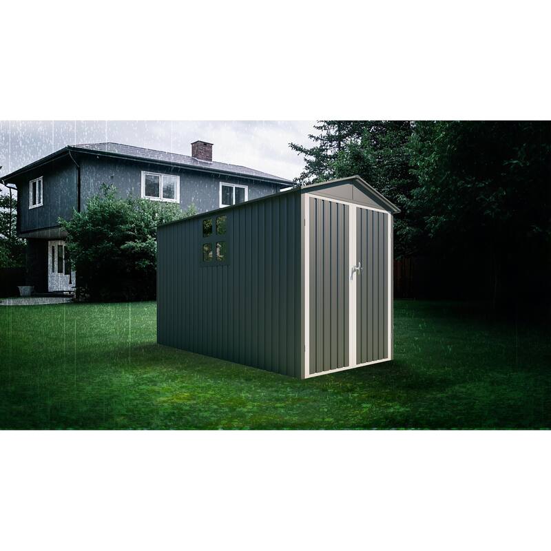 GDFStudio - Ethan Marshall Durable Motorcycle Outdoor Storage Shed with Window and Spacious Design