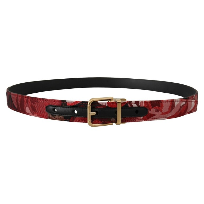 Dolce & Gabbana Red Multicolor Leather Belt with Gold-Tone  display picture 3