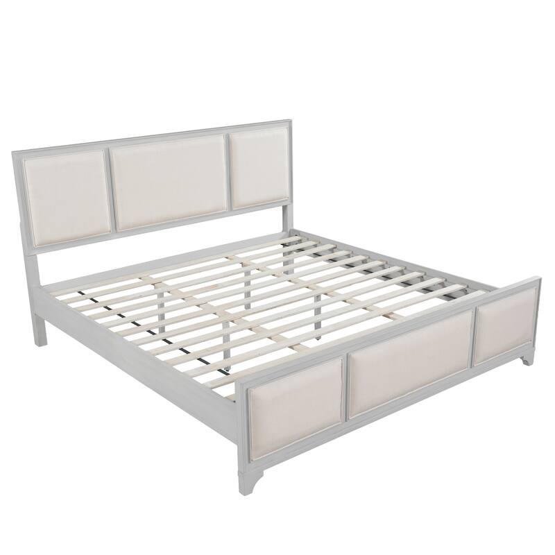 Christopher Knight Home - Hendrix Modern Farmhouse Upholstered Wood Platform Bed with Panel Headboard and Footboard