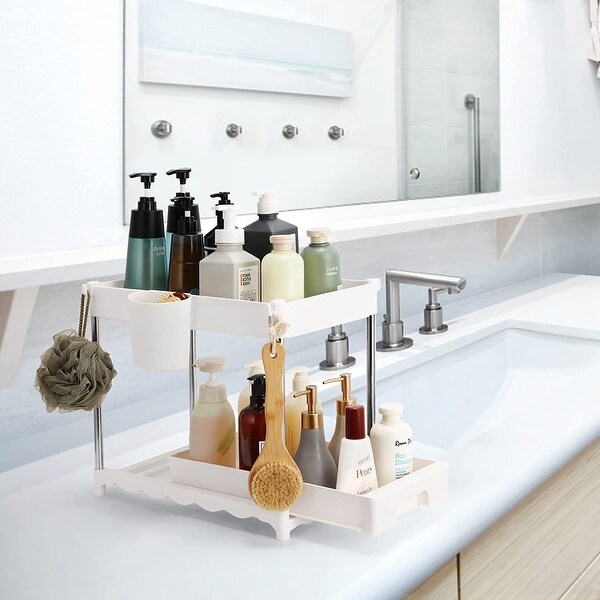Under Sink Organizer with Sliding Storage Drawer White