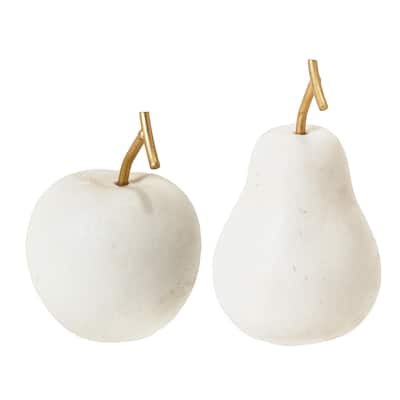 Cream White Fruit Table Top Apple And Pear, Set of 2