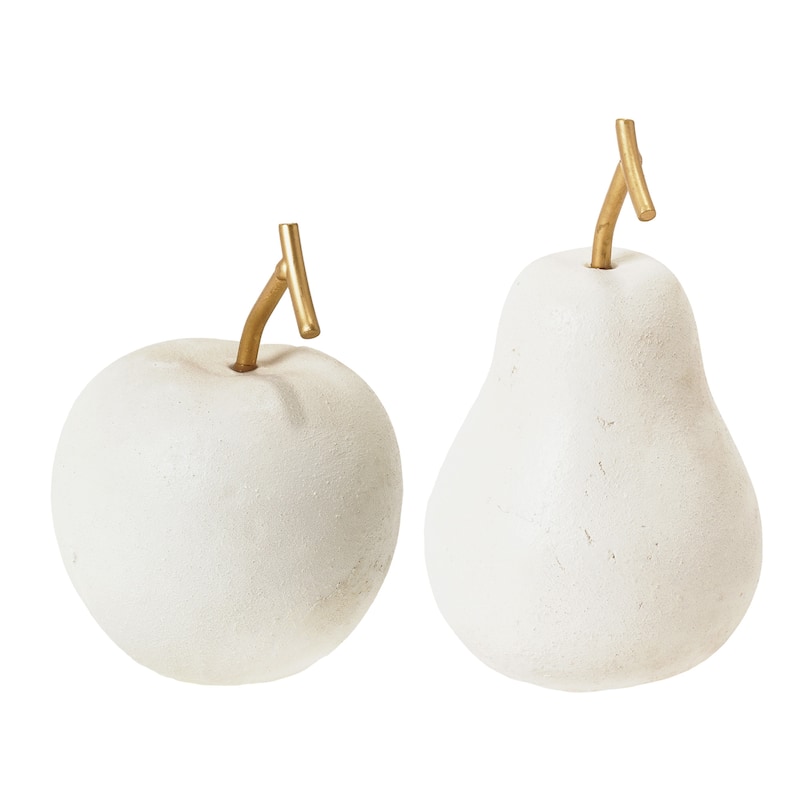 Cream White Fruit Table Top Apple And Pear, Set of 2 - Cream