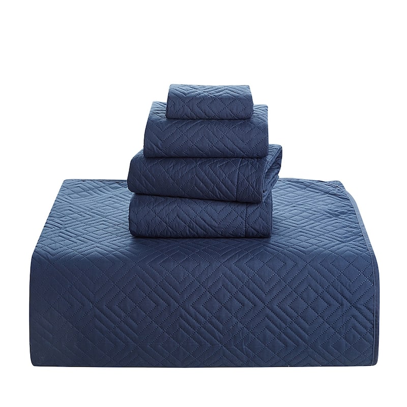 Clara Clark Bedspread Quilt Set - Embossed Pinsonic Lightweight Coverlet Set