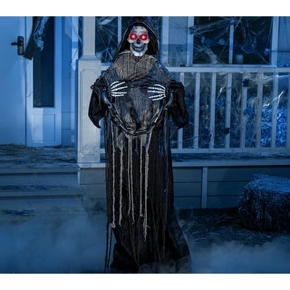 67" Halloween Sound-Activated Animatronic Grim Reaper Prop