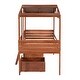 preview thumbnail 13 of 24, Twin Size Low Loft Bed in Wood, Creativity House Design with Roof and Two Windows, Two Storage Drawers