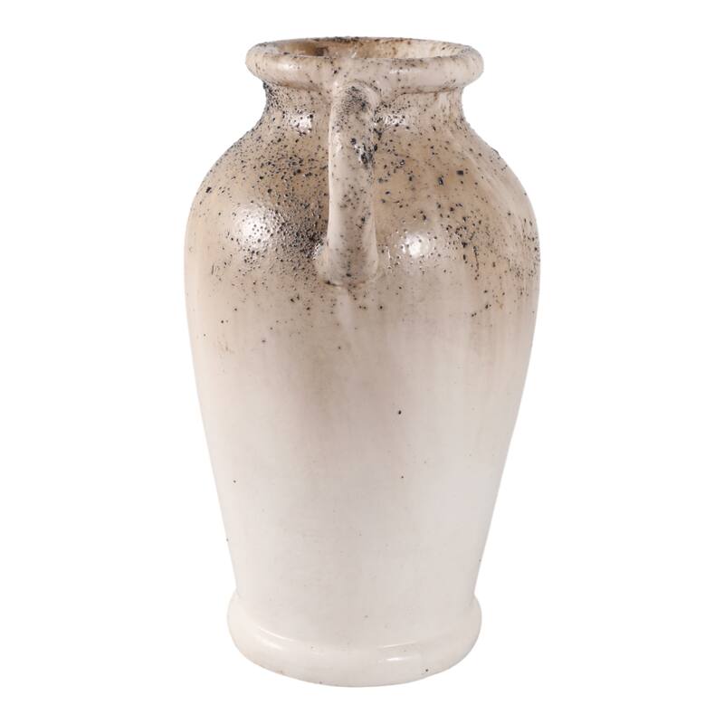Pottery Terracotta Vase Handmade Handles Rustic Amphora Accent Vessel