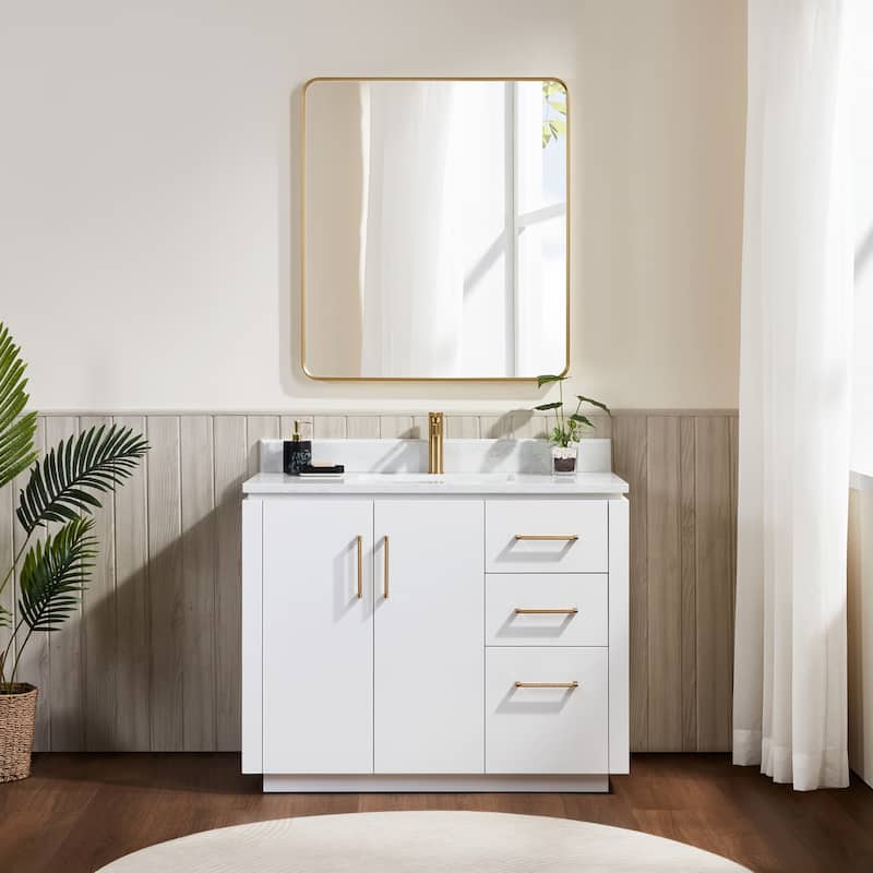 San Single Bath Vanity with Composite Stone Top without Mirror