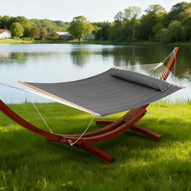 Double Spreader Bar Hammock With 13.5 ft. Wooden Stand - 162*55.1*48.8