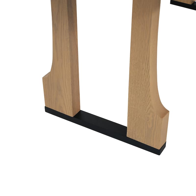 Roomfitters 63" Rectangular Dining Table with Solid Wood Top and Sturdy Double Pedestal Base, Modern Kitchen Table