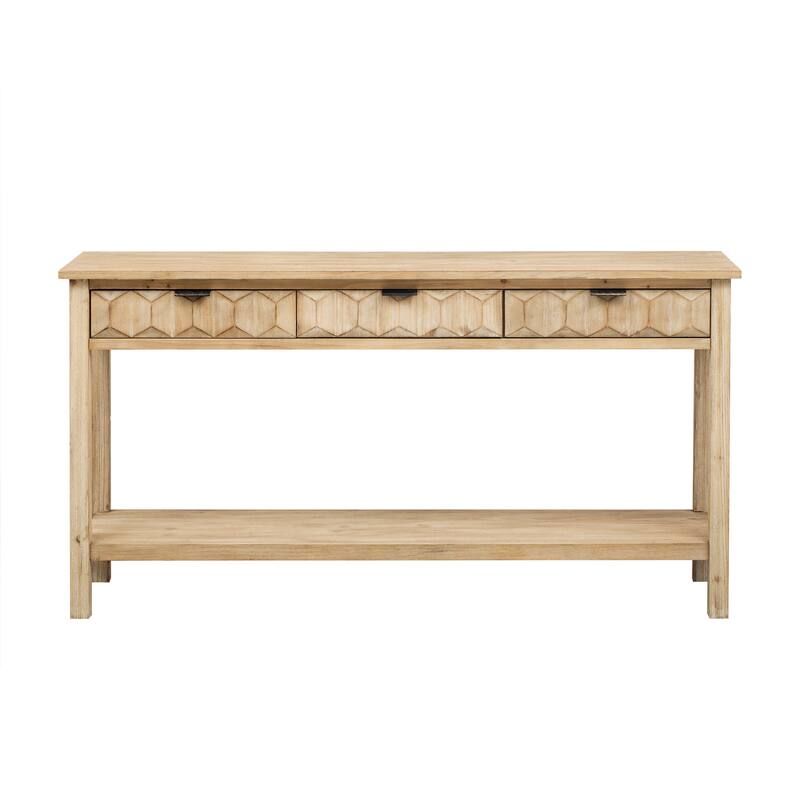 Console Table with Open Storage Shelf, Narrow Long Sofa Table with Drawers, Entryway Accent Table with Wooden Frame