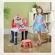 preview thumbnail 7 of 8, Qaba Kids Vanity Set with Mirror and Stool, Toddler Makeup Table with Music, Light, Drawer, Hair Dryer, 20 Makeup Accessories