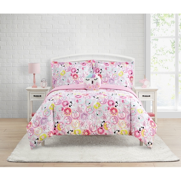 Donut Critters 4-Piece Comforter Set Featuring Unicorn Donut Decorative Pillow. Opens flyout.