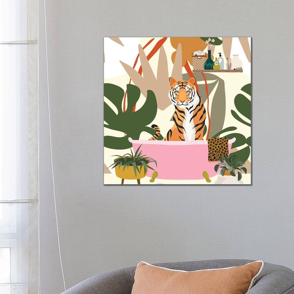 iCanvas "Tiger In Bathtub" by Jania Sharipzhanova Canvas Print