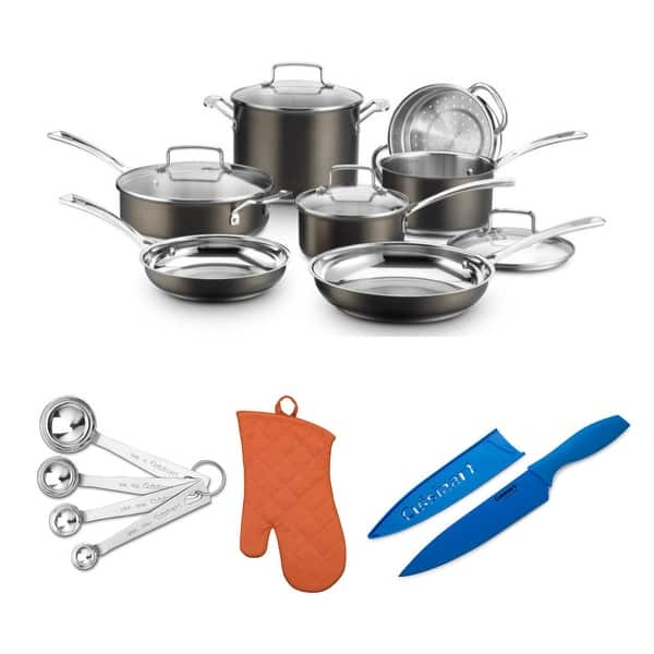 Cuisinart BSC7-11 Black Stainless Cookware Set, 11 Piece Bundle - Bed Bath  & Beyond - 28533215