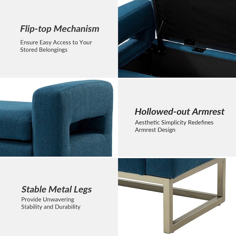 Diana Modern Upholstered Filp-Top Storage Bench with Sturdy Metal Legs