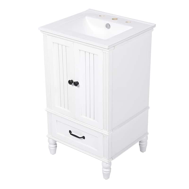 GDF Studio - Vicky Modern MDF 20-Inch Bathroom Vanity with Ceramic Sink and Magnetic Door Stopper