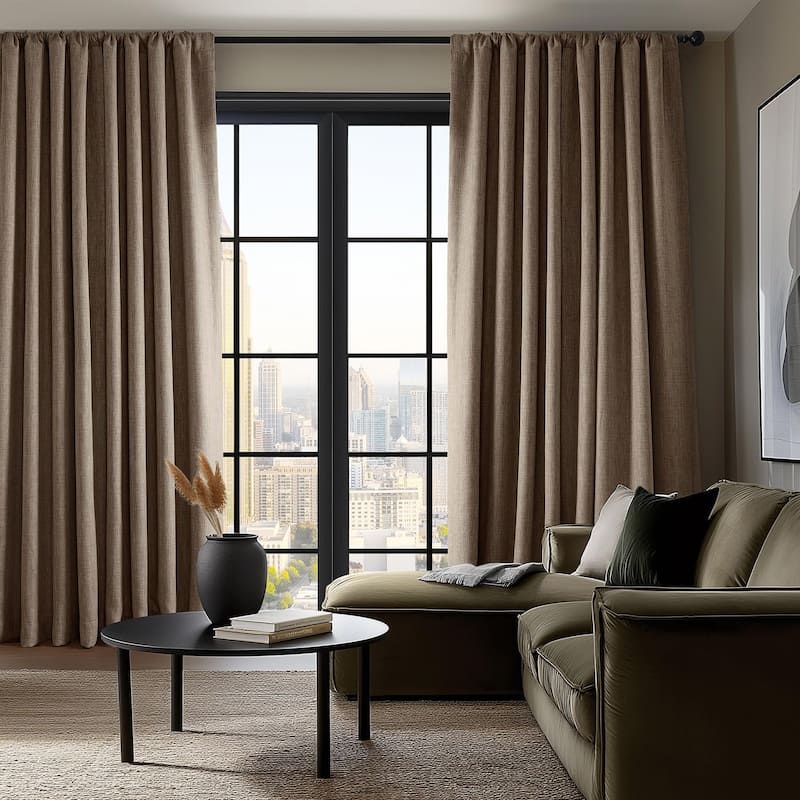 Exclusive Fabrics Faux Linen Extra Wide Room Darkening Curtains (1 Panel)