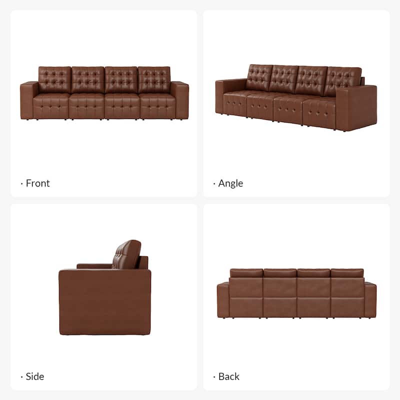 Aurora Genuine Leather Ottoman with Tufted Design by HULALA HOME