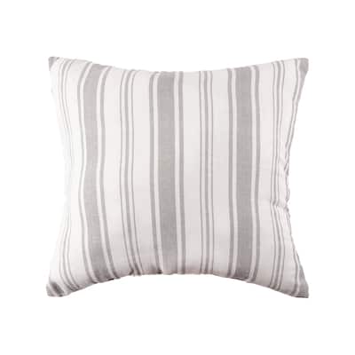 18" x 18" Savannah Stripe Gray Woven Square Throw Pillow