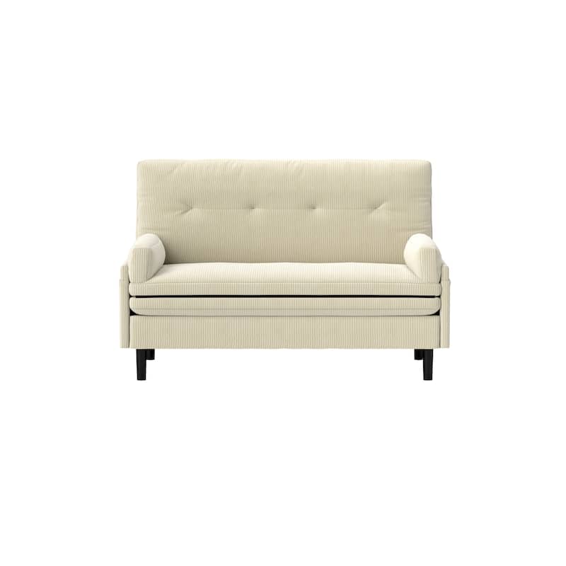 Convertible Sleeper Sofa Bed with Pillow Top Arms, 2-Seat Settee with Pull-Out Bed, Leisure Sofa with Adjustable Backrest