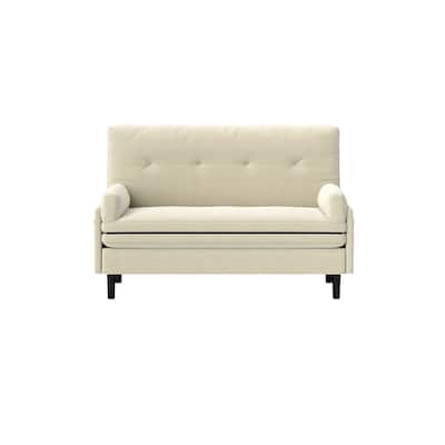 Ivory 55.11" Multi-Functional Adjustable Corduroy Loveseat Sofa, Convertible Lounge Chair and Guest Bed