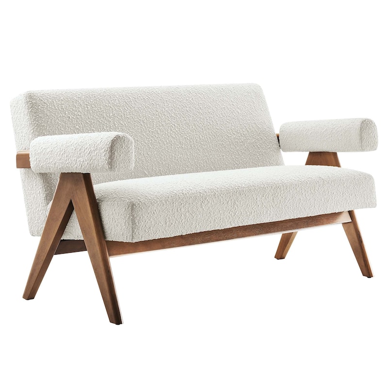 Lyra Boucle Fabric Loveseat - Ivory