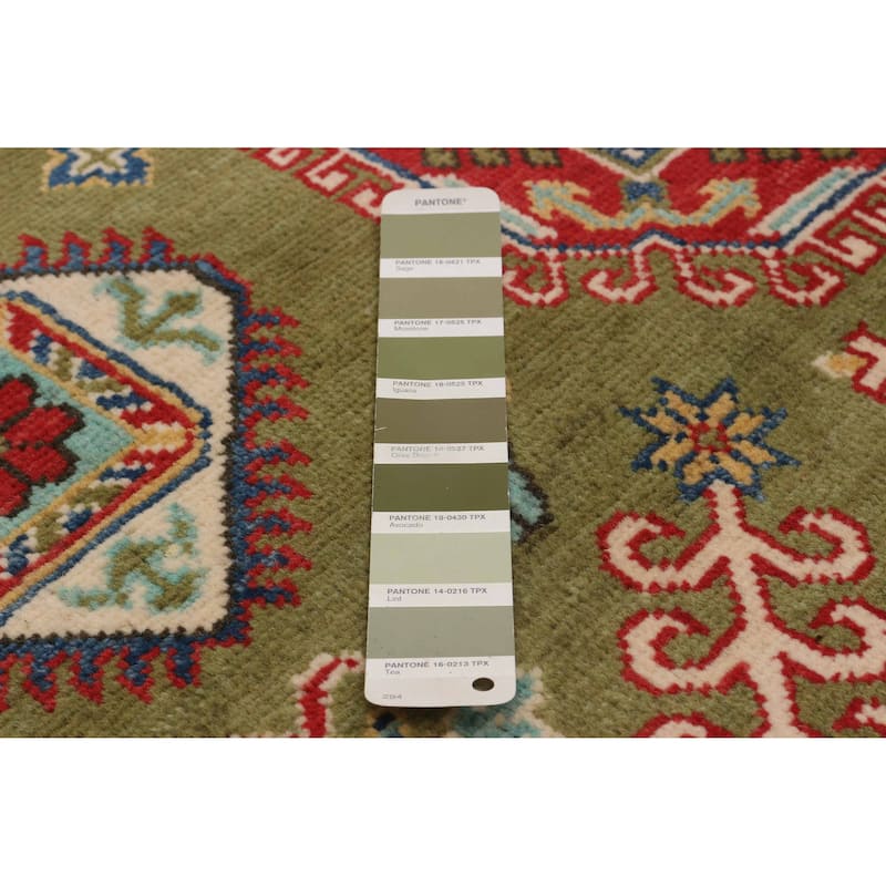 ECARPETGALLERY Hand-knotted Uzbek Ghazni Olive Wool Rug - 4'10 x 4'10