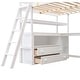 preview thumbnail 24 of 30, Full Size Loft Bed with Desk, Shelves, Two Built-in Drawers, Solid Pine Wood Frame, Guard Rails and Ladder, Grey