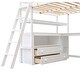preview thumbnail 28 of 34, Full Size Loft Bed with Desk and Shelves, 2 Built-in Drawers, Gray