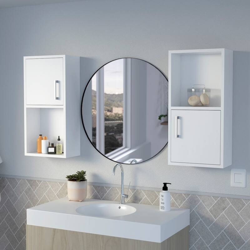 Florence Wall-Mounted Medicine Cabinet - 23.7" H, 11.8" W, White Finish, Contemporary Bathroom Storage