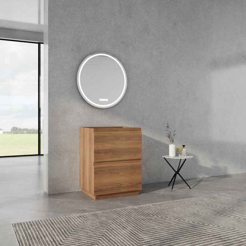 GDFStudio - Geneva Modern Wall-Mounted Bathroom Vanity Set with 2 Soft Close Drawers, Sink NOT INCLUDED