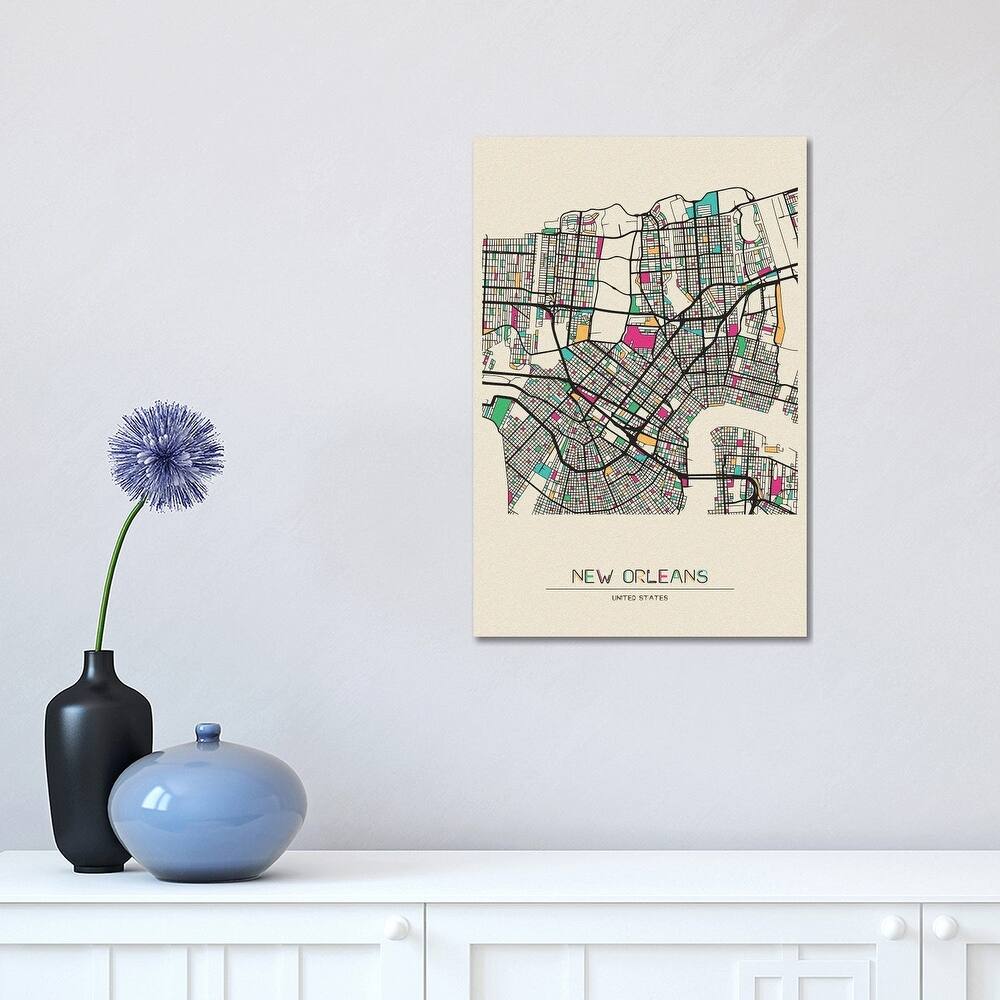 iCanvas "New Orleans, Louisiana Map" by Ayse Deniz Akerman Canvas Print