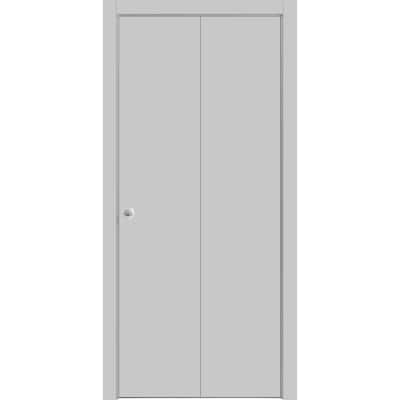 Sliding Closet Bi-fold Doors 36 x 80 inches | Planum 0010 Matte Grey | Sturdy Tracks Moldings Trims Hardware Set