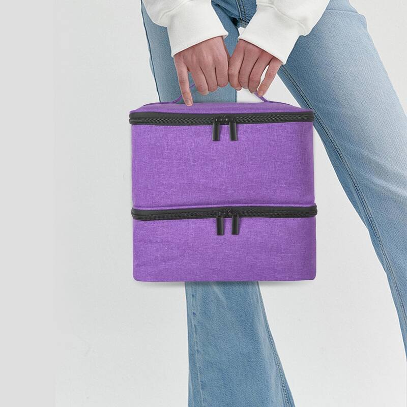 Double-Layer Nail Polish Organizer Bag, Holds 27 Bottles, Nail Tools & Dryer Storage Case with Adjustable Dividers