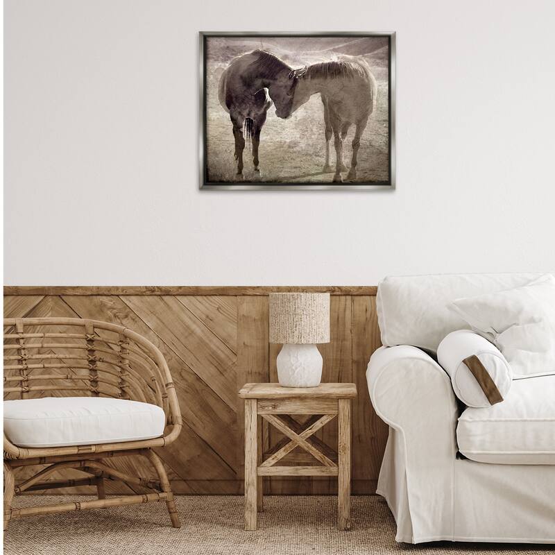 Stupell Muted Horse Pair Hugging Framed Floater Canvas Wall Art Design By Steve Toole