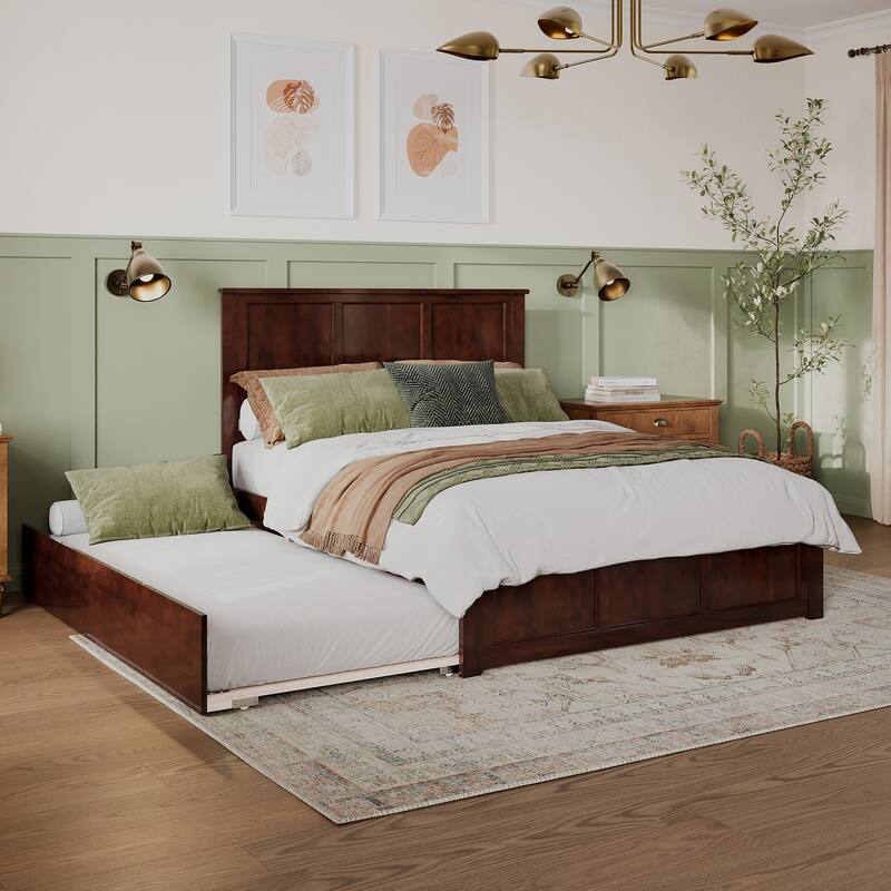 AFI Madison Platform Bed with Matching Footboard & Trundle - Walnut - Queen
