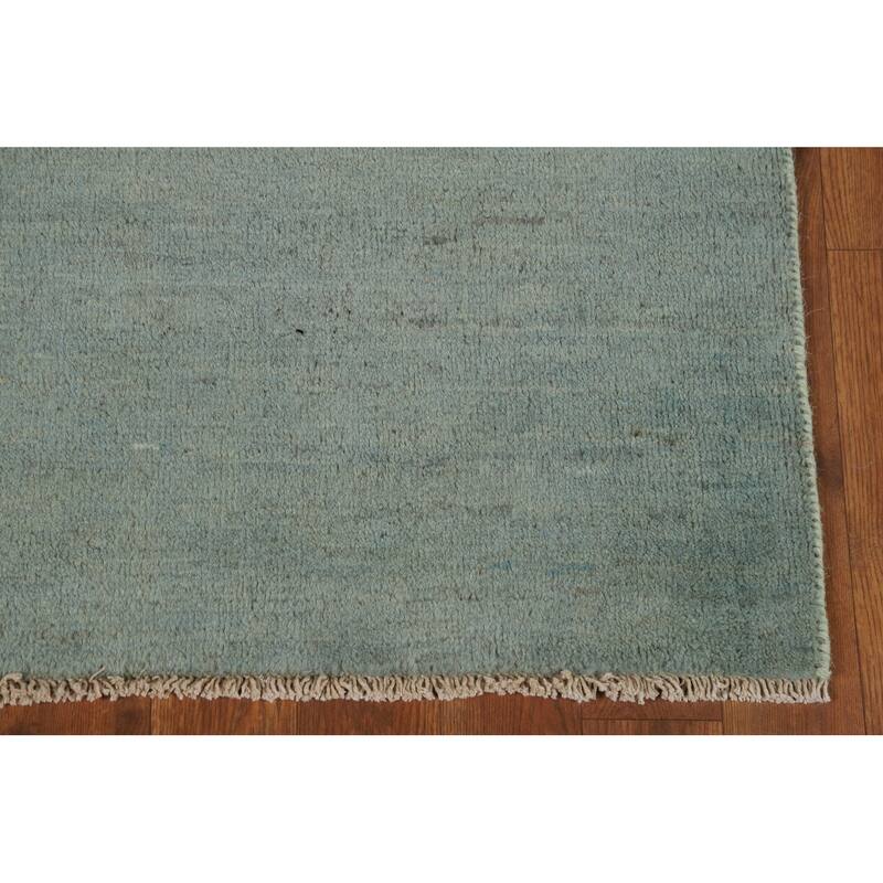 Modern Gabbeh Oriental Foyer Rug Hand-Knotted Blue Wool Carpet - 3'5"x 4'11"