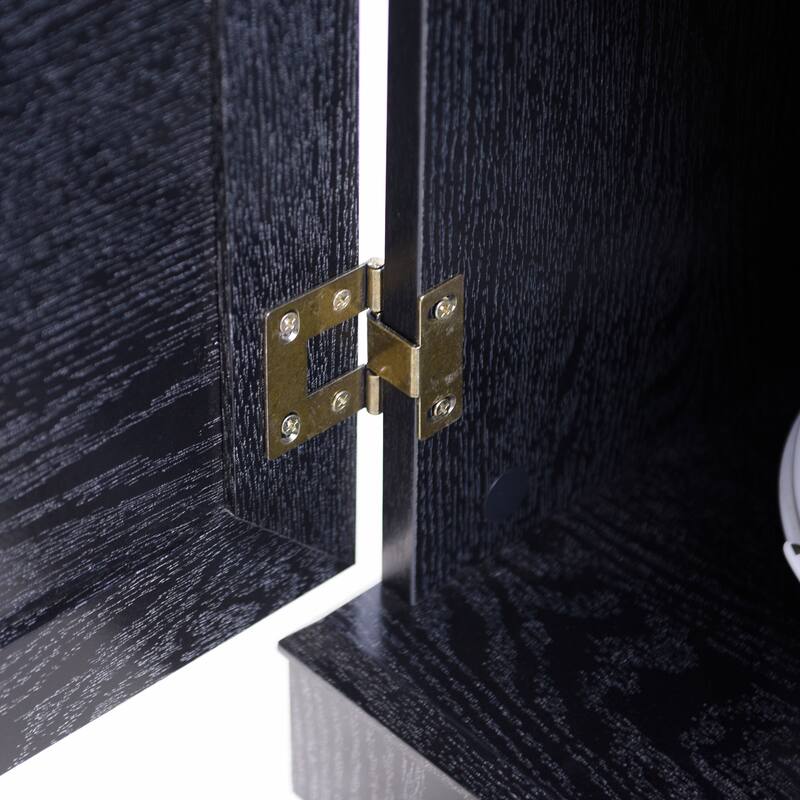 Sideboard Cabinet with Acrylic Mirrored Doors, Wooden Kitchen Pantry Storage Cabinet, Accent Cabinet with Adjustable Shelf