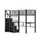 preview thumbnail 5 of 10, Twin Size Loft Bed with Metal Frame, Storage Staircase, Integrated Wardrobe, Guardrails